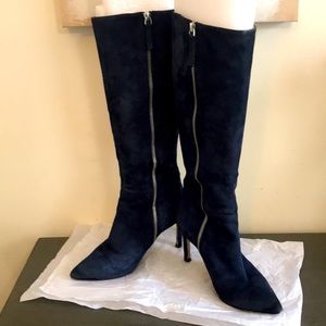 [Clearance]Comfy for spring ! Nine West Suede Heeled boots -7M- (Navy Blue)